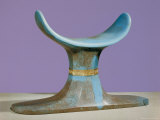 Opaque Blue Glass-Paste Funerary Headrest with Gold Frieze, Thebes, Egypt