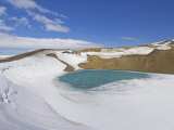 Snow Covered Frozen Viti (Hell) Crater Near Krafla Power Plant, Iceland, Polar Regions