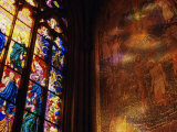 Buy Stained Glass Window Throwing Light on Fresco, St. Vitus Cathedral, Prague, Czech Republic at AllPosters.com