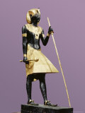 Life Size Statue of Tutankhamun Made from Black Wood with Applied Gilded Plaster, Thebes, Egypt