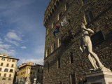 Marble Statue Copy of Michael Angelos David, Piazza Della Signoria, Florence, Tuscany, Italy