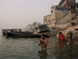 Buy Morning Ablutions, Hindu Pilgrims Bathing in the River Ganges, Varanasi, Uttar Pradesh State, India at AllPosters.com