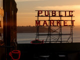 Pike Place Market and Puget Sound, Seattle, Washington State