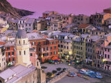 Vernazza Village and Harbour at Dusk, Cinque Terre, Unesco World Heritage Site, Liguria, Italy