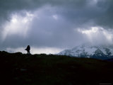 Buy Silhouette of Backpacker Making Way Over Pass in the Torres Circuit Hike, South America at AllPosters.com