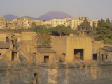 Buy Mount Vesuvius Behind the Ruins of the Roman Resort of Herculaneum, Campania, Italy at AllPosters.com
