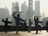 Buy Morning Exercise Against the Background of Lujiazui Finance and Trade Zone, China at AllPosters.com