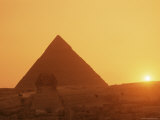 Sphinx and Kefren (Chephren) Pyramid, Giza, Unesco World Heritage Site, Cairo, Egypt