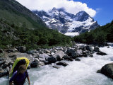 Buy Backpacker Crossing Bridge in the Valle Frances, South America at AllPosters.com