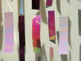 Abstract Pattern from Paper and Plastic Hanging in Storefront, Copenhagen, Denmark