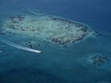 Buy Aerial of Boat over Glover's Reef, Belize at AllPosters.com