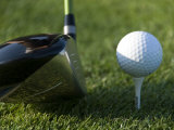 Close View of a Driver Before Hitting a Golf Ball on a Tee, Groton, Connecticut