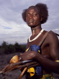 Buy Hamer Man in Traditional Beads, Armed with Ak-47 Rifle, Ethiopia at AllPosters.com