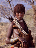 Buy Hamer Woman in Cowrie Shell Necklace and Traditional Leather Dress, Ethiopia at AllPosters.com