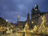 Fountain in the Piazza Navona Outside the Santa Maria Dell'Anima Church in Rome, Italy