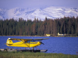 Floatplane on Beluga Lake and Kenai Mountains, Alaska