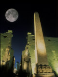 Moonrise over Luxor Complex in Luxor, Egypt