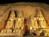 Night Shot of the Entrence to the Temple of Ramses II in Abu Simbel, Egypt
