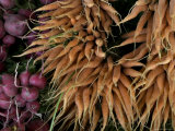 Radishes and Carrots for Sale at a Road-Side Market