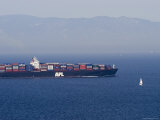 Large Container Ships Crossing the Santa Barbara Channel, California