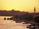 The Golden Horn on the Bosporus from Galata Bridge at Sunset, Istanbul, Turkey