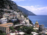The Beach and City of Positino on the Amalfi Coast in Italy