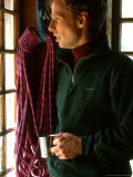 Buy Man Having his Morning Coffee at a Climbing Hut, Oregon at AllPosters.com