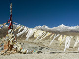 Buy Prayer Flags and Snowy Peaks on a Pass near Lo Monthang, Mustang at AllPosters.com