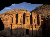 The Facade of the Monastery at Sunset in Petra, Jordan