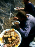 Buy Men on Expedition Enjoy a Hot Meal at Camp at AllPosters.com