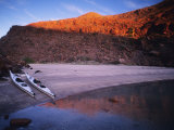 Sea Kayaks at a Island Camp at Sunset, Baja, Mexico