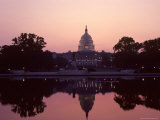 The U.S. Capitol Building Reflected in a Pool at Dusk, Washington, D.C.