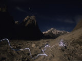 Buy Trail of Light from Headlamp Along the Trango Glacier in Pakistan at AllPosters.com