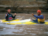 Buy Two Men Celebrating after a Successful Run Through a Rapid, Colorado at AllPosters.com