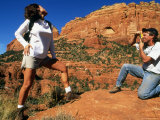Buy Silly Photo of a Woman Modeling for a Photograph While Out for a Hike at AllPosters.com