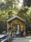 Buy Woman Relaxes at el Capitan Canyon Cabin in the Sycamore Trees at AllPosters.com