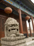 Buy Stone Mythical Creature and Buddhist Temple, Jingzhou, China at AllPosters.com