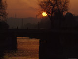 Sunrise over the Seine near the Ile de la Cite, Paris, France