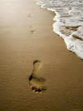 Waves About to Wash over Footprints in the Sand, Anaho Bay, French Polynesia