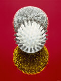Two Metal Pan Scourers and a Washing-Up Brush