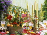 Table Decoration with Candles and Vegetables