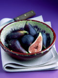 Fresh Figs in a China Bowl on a Cloth, Knife