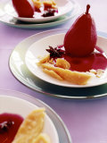 Red Wine Pear with Cheese and Star Anise