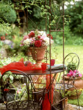 Arrangement of Dahlias in a Terracotta Goblet
