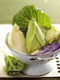 Various Types of Cabbage in a Strainer