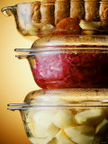 Potatoes, Red Cabbage & Meat in Glass Pots Photographic Print