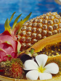 Exotic Fruits: Lychees, Red Pitahaya, Papaya, Pineapple