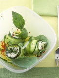 Marinated Courgette Rolls with Mozzarella and Feta Filling