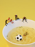 Buy Footballers Looking for Ball in Noodle Soup Pond at AllPosters.com