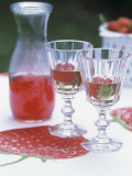 Buy Two Glasses of Strawberry Wine on a Table in the Garden at AllPosters.com
